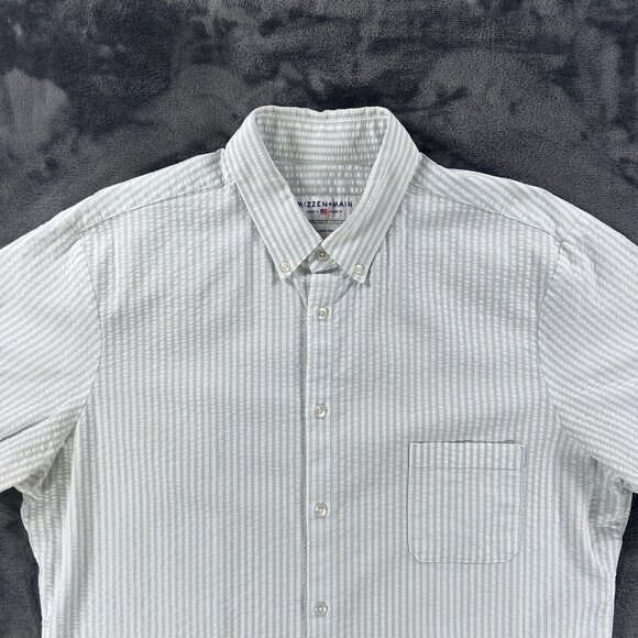 Mizzen Main Seersucker Striped Performance Trim Fit Button Up Shirt Men 2XL Prep - Picture 5 of 16